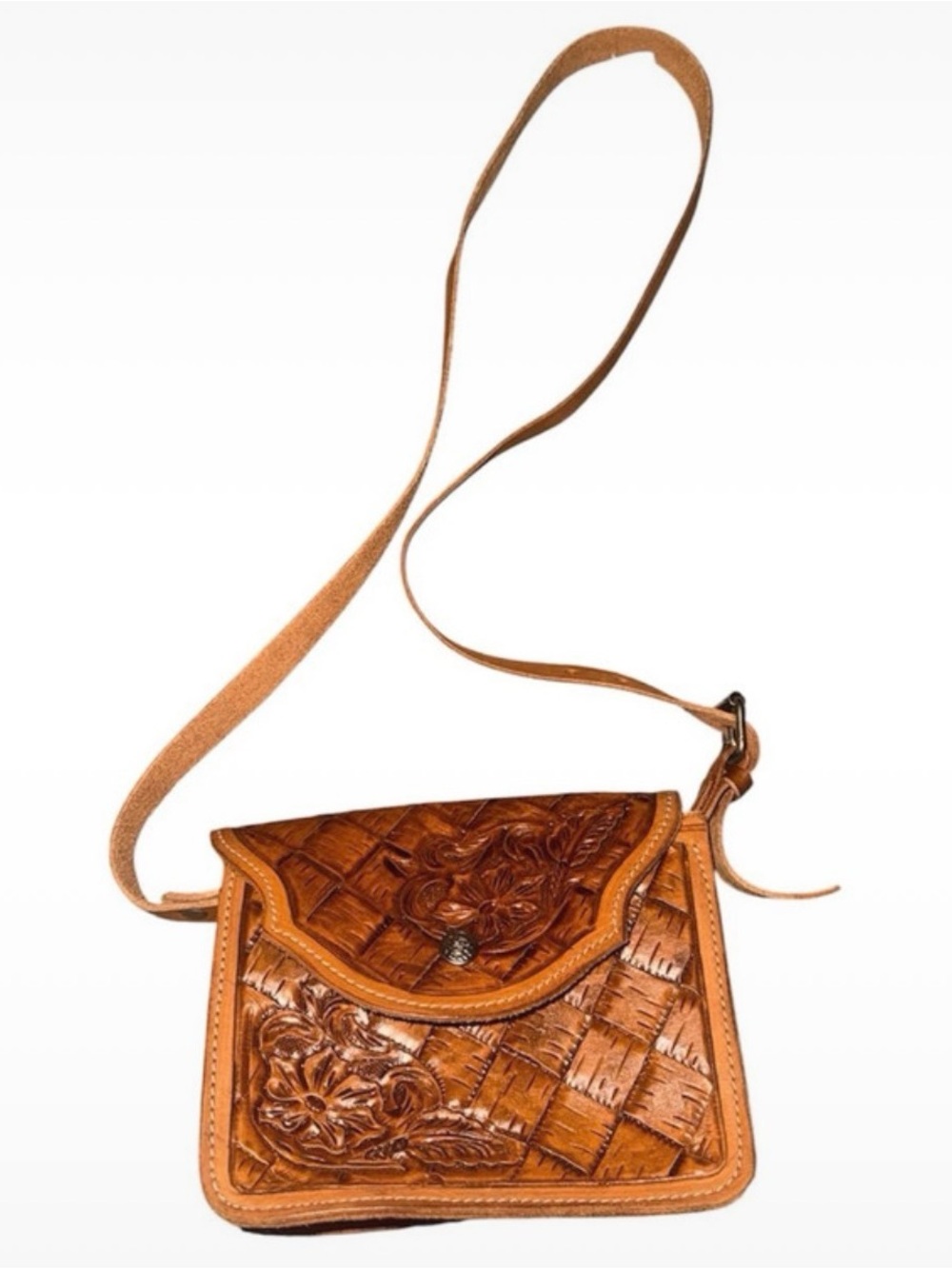 Gitanas Hand-Tooled Leather Crossbody bag- Western Floral Embossed Shoulder Bag